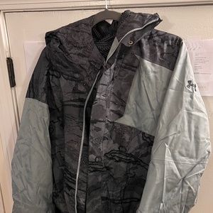 Under Armour STORM Long Ski Jacket XL Grey Black Camp w/Hood